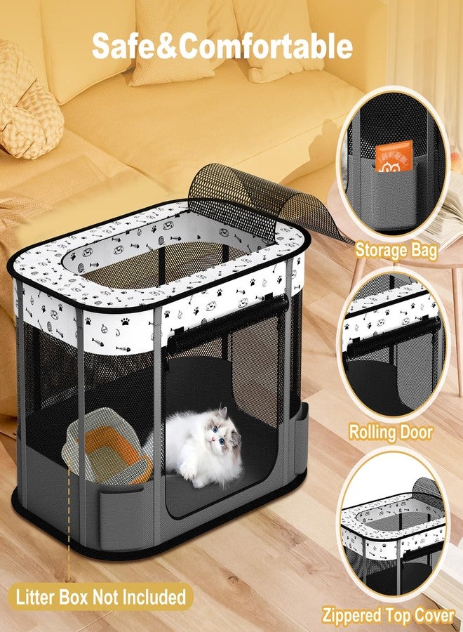 DESELL Portable Cat Playpen, 8-Rod Reinforced Kitten Dog Puppy Playpens, Foldable Play Pen for Indoor Cats Enclosed Pet Kitty Doggy Outdoor, Collapsible Tent Kennel Cage Corral - Image 4
