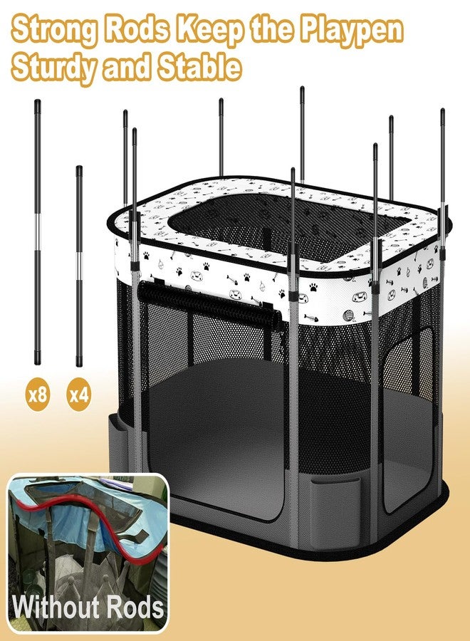 DESELL Portable Cat Playpen, 8-Rod Reinforced Kitten Dog Puppy Playpens, Foldable Play Pen for Indoor Cats Enclosed Pet Kitty Doggy Outdoor, Collapsible Tent Kennel Cage Corral - Image 2