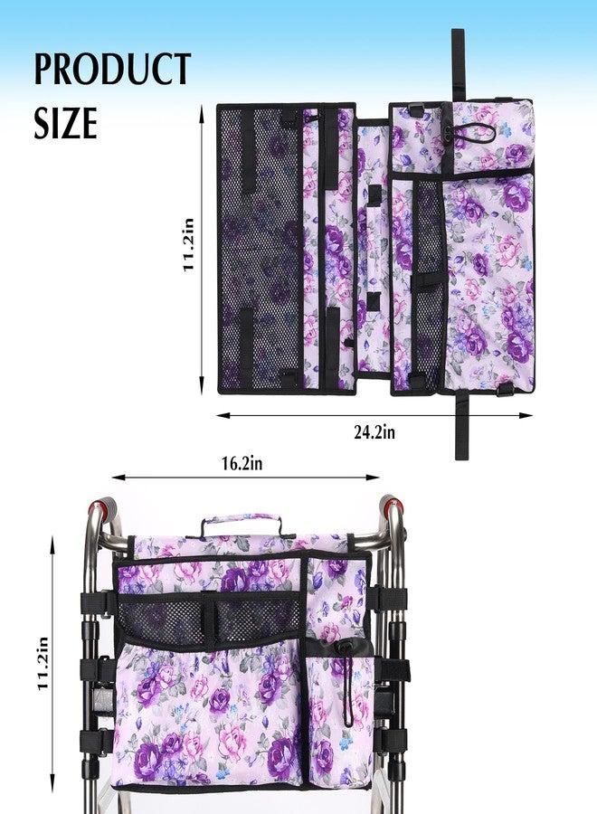 CLEKEGBAG Walker Accessories for Folding Walker Double Sided Walker Bag with Cup holer Organizer Pouch Storage Tote for Rollator Carrying - Image 2