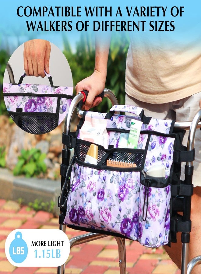 CLEKEGBAG Walker Accessories for Folding Walker Double Sided Walker Bag with Cup holer Organizer Pouch Storage Tote for Rollator Carrying - Image 3