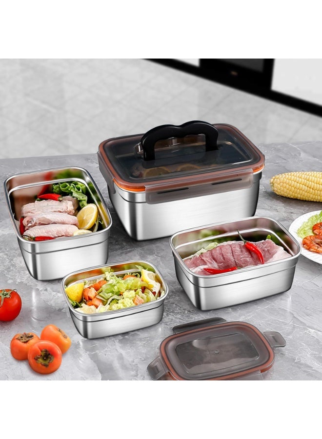 Bukela 4 Pack Food Storage Containers with Lids, Stainless Steel Fridge Storage Containers Airtight Leak-Proof Metal Storage Containers for Food Leftover Storage at Home or Trip (500ml, 1100ml, 1900ml, 3500ml) - Image 5