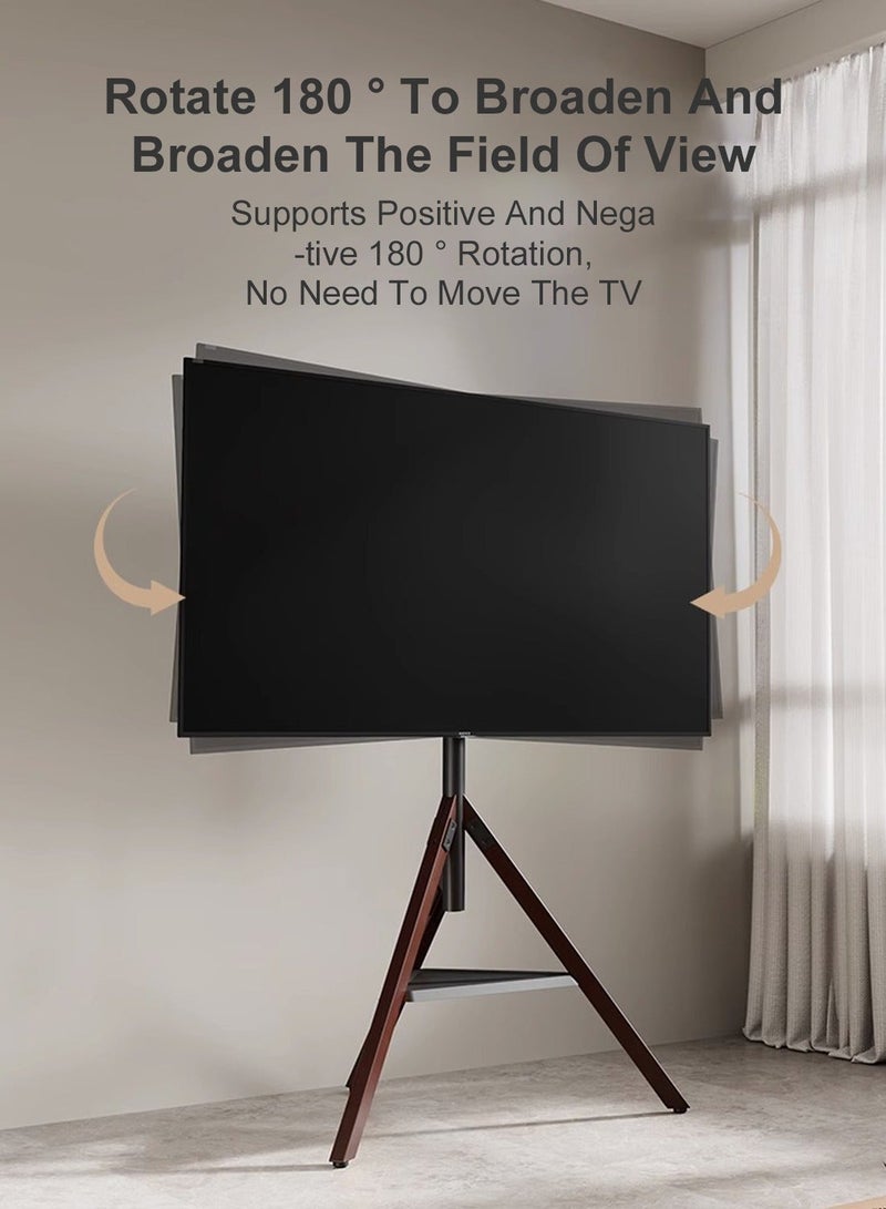 FlashHawk Wooden TV Screen Stand for 30"-70" LCD LED 4K Flat Curved Screens | Fits 35 42 50 55 60 65 70 inch TVs | 180 Degrees Swivel & Height Adjustable | Steel & Beech Legs with Storage Tray | VESA 600x400mm & Non-Slip Base​ - Image 3