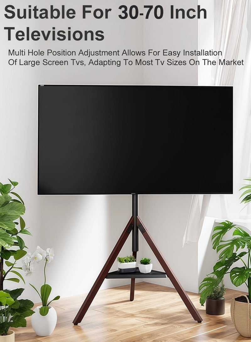 FlashHawk Wooden TV Screen Stand for 30"-70" LCD LED 4K Flat Curved Screens | Fits 35 42 50 55 60 65 70 inch TVs | 180 Degrees Swivel & Height Adjustable | Steel & Beech Legs with Storage Tray | VESA 600x400mm & Non-Slip Base​ - Image 4