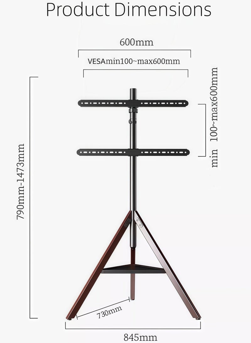 FlashHawk Wooden TV Screen Stand for 30"-70" LCD LED 4K Flat Curved Screens | Fits 35 42 50 55 60 65 70 inch TVs | 180 Degrees Swivel & Height Adjustable | Steel & Beech Legs with Storage Tray | VESA 600x400mm & Non-Slip Base​ - Image 2