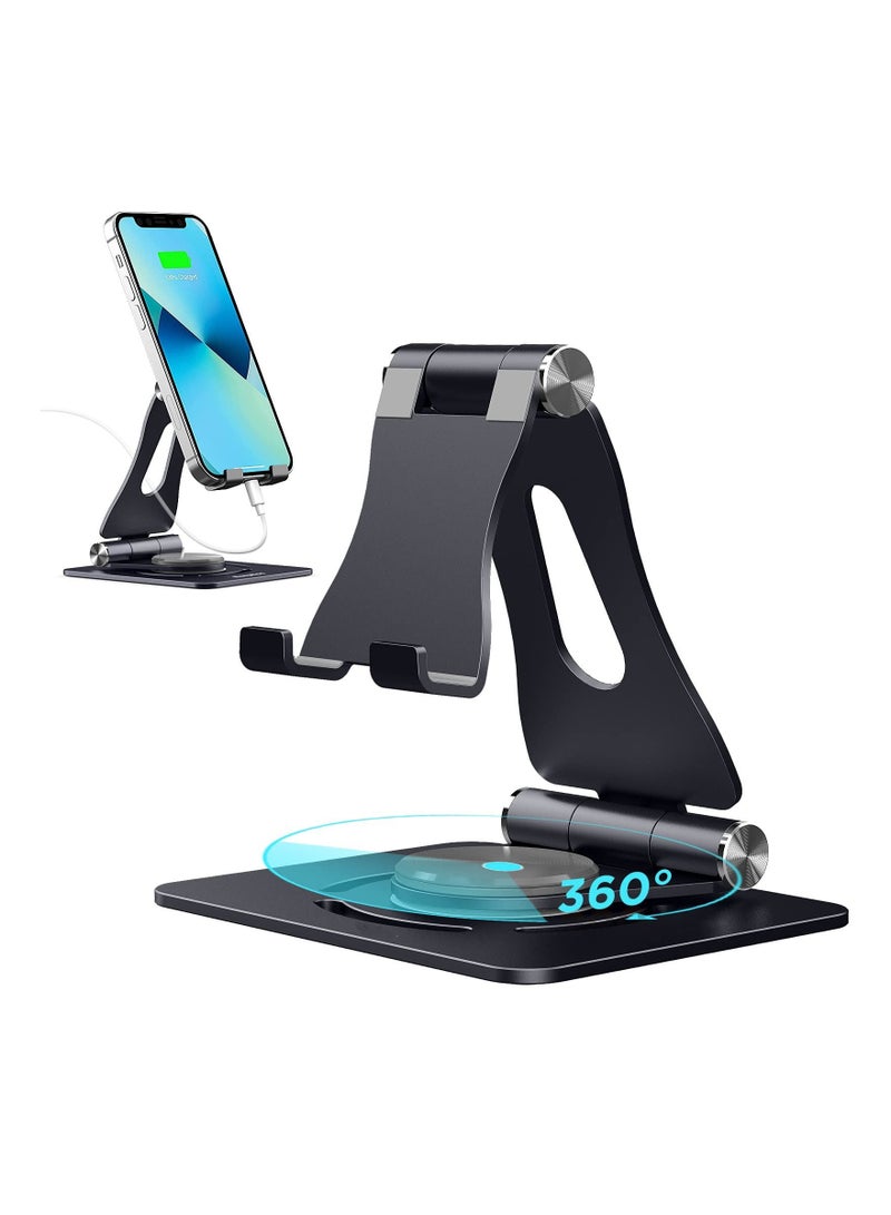 Captaintech SYOSI Rotatable Cell Phone Stand, Newly 3 in 1 Adjustable Cell Phone Stand, 2023 Aluminum Stable iPhone iPad Stand Dock, Foldable Desktop Phone Holder for iPhone 14 13 12 11 XR, Tablet (7-10.7In) - Image 1