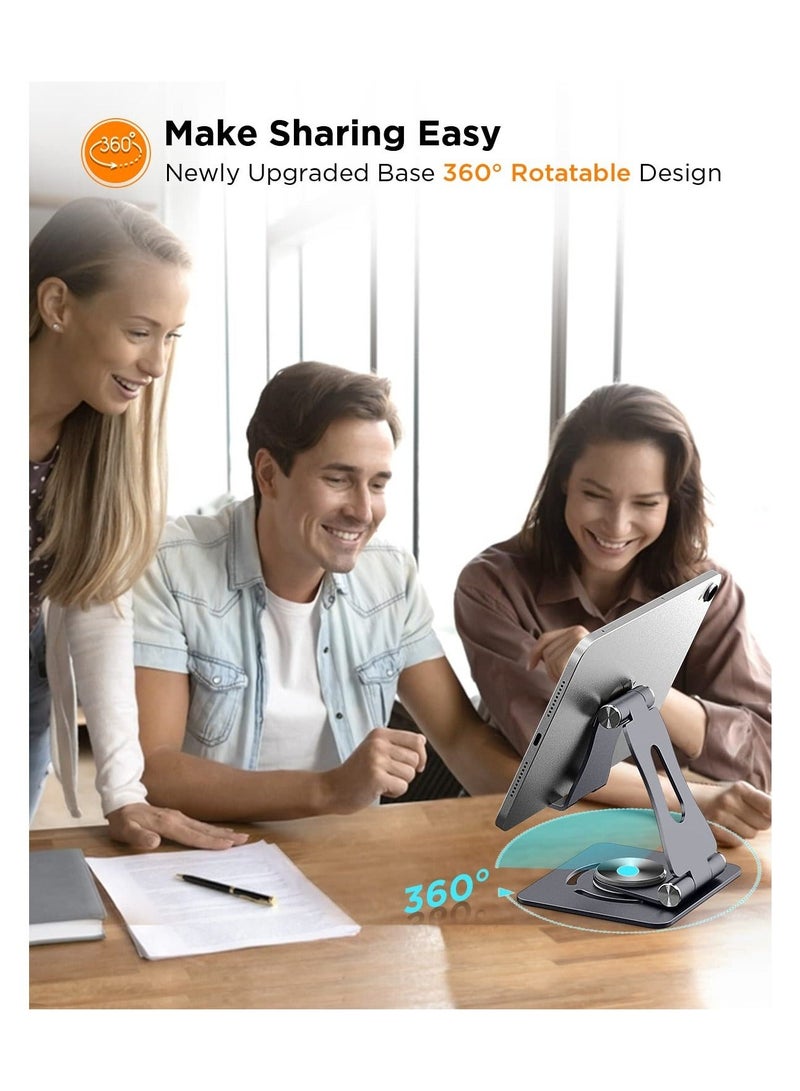 Captaintech SYOSI Rotatable Cell Phone Stand, Newly 3 in 1 Adjustable Cell Phone Stand, 2023 Aluminum Stable iPhone iPad Stand Dock, Foldable Desktop Phone Holder for iPhone 14 13 12 11 XR, Tablet (7-10.7In) - Image 3