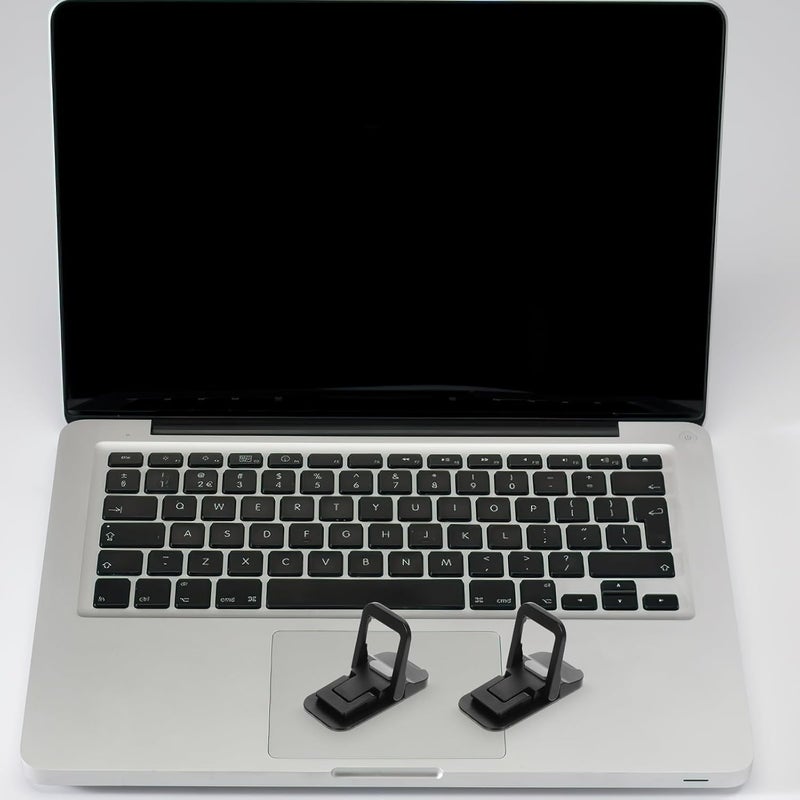 Foldable Laptop Stand Pair Portable Ergonomic Laptop Riser Cooler Holder for Desk Use Black - Image 4