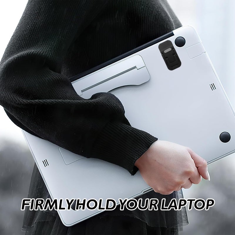 Foldable Laptop Stand Pair Portable Ergonomic Laptop Riser Cooler Holder for Desk Use Black - Image 5
