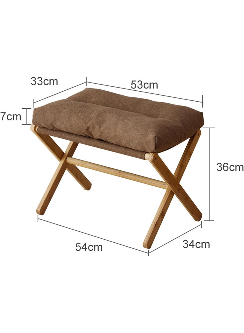 Foldable footrest, small, skin-friendly footrest with X-shaped legs, versatile and soft footrest, suitable for bedroom, office, living room and dressing room (coffee color) - Image 2