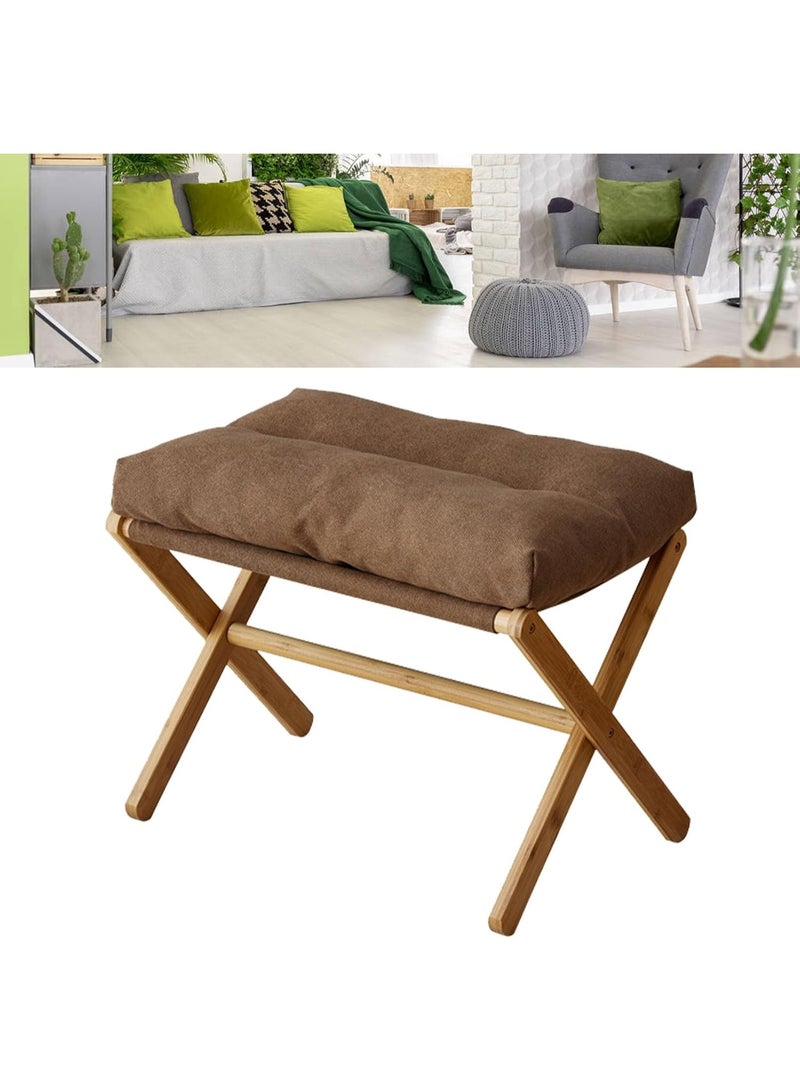 Foldable footrest, small, skin-friendly footrest with X-shaped legs, versatile and soft footrest, suitable for bedroom, office, living room and dressing room (coffee color) - Image 3