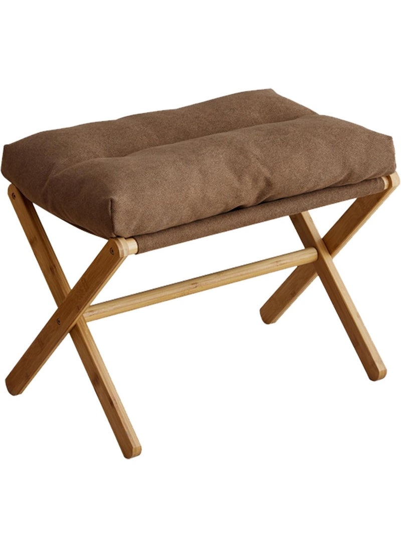Foldable footrest, small, skin-friendly footrest with X-shaped legs, versatile and soft footrest, suitable for bedroom, office, living room and dressing room (coffee color) - Image 1