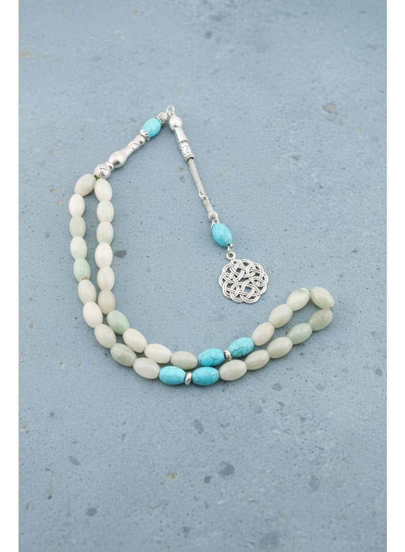 Kamins Collection Light Green Agate& Turquoise Tasbih - Image 3