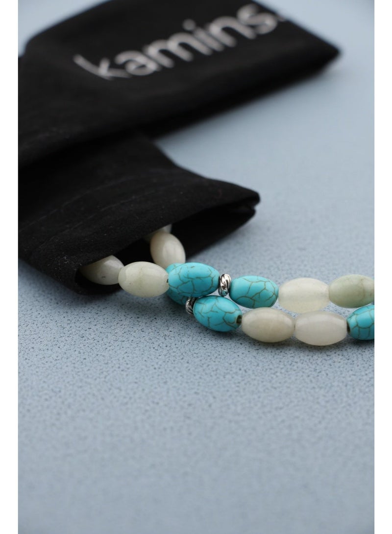 Kamins Collection Light Green Agate& Turquoise Tasbih - Image 2