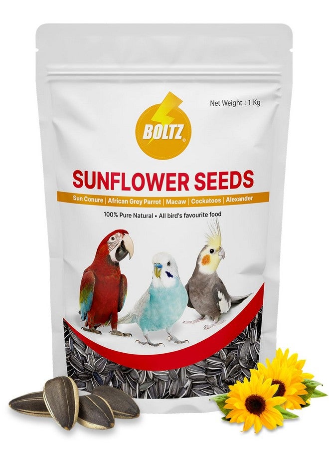 Boltze بذور عباد الشمس الفاخرة المخططة للطيور 1000 جرام، طعام الطيور للطيور المحبة، والكوكتيل، والببغاء الرمادي الأفريقي، والأمازون، والماكاو، والكوكاتو لجميع مراحل الحياة (1000 جرام) - Image 1