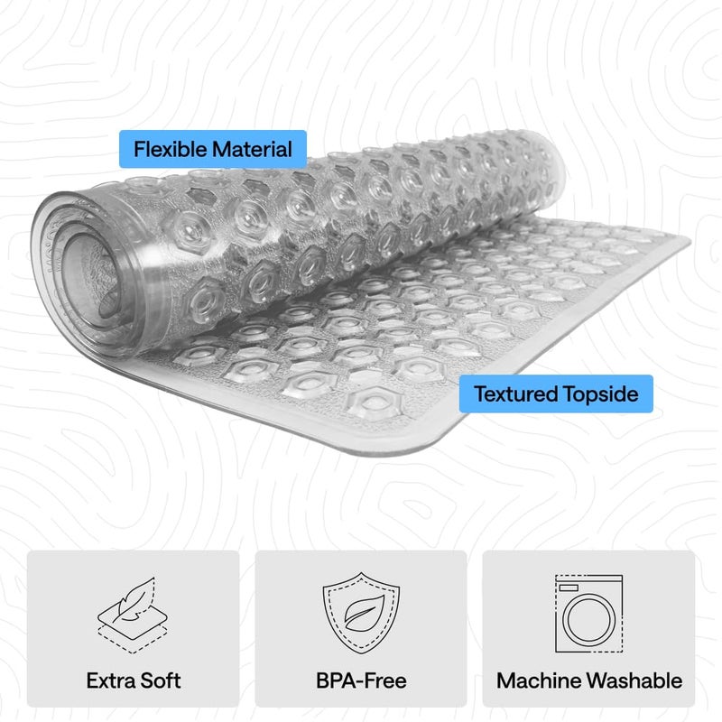 GORILLA GRIP Patented Square Shower Stall Mat, Small Bathtub Floor Mats for Stand Up Showers with Suction Cups and Drainage Holes, Machine Washable, Soft on Feet, Bathroom Accessories 21x21 Inch, Gray - Image 4