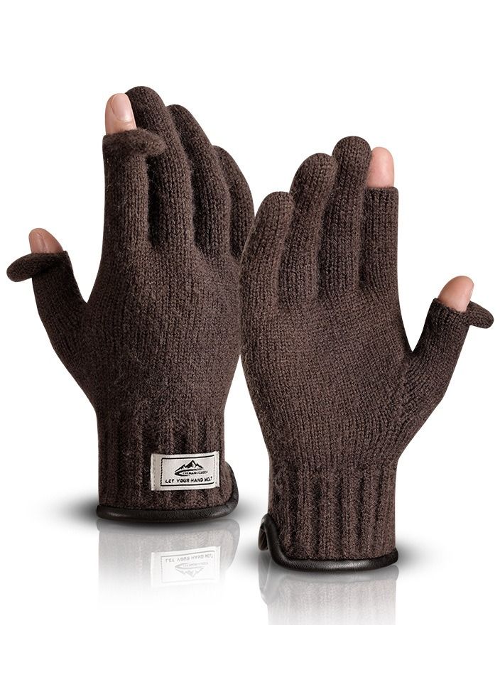 Golovejoy Men's Warm Windproof Plush Anti-skid Casual Business Gloves 