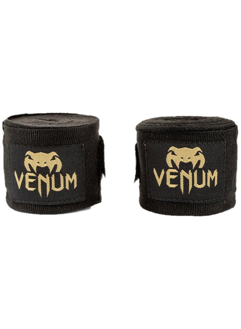 VENUM Kontact Boxing Handwraps, Black-Gold, 2.5m – Shorter Length, High Durability - Image 1