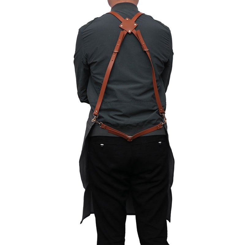 1pc Adjustable Denim Work Apron Professional Multi-Pocket Cape for Salon Hairstylist Hairdresser Waiter (Grey G Pattern) - Image 1