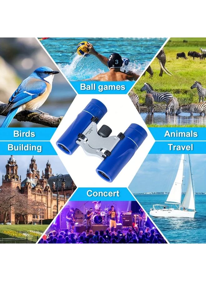 Blue 8x21 High Power Binoculars 10X Magnification Lightweight Portable for Bird Watching Travel - Image 4