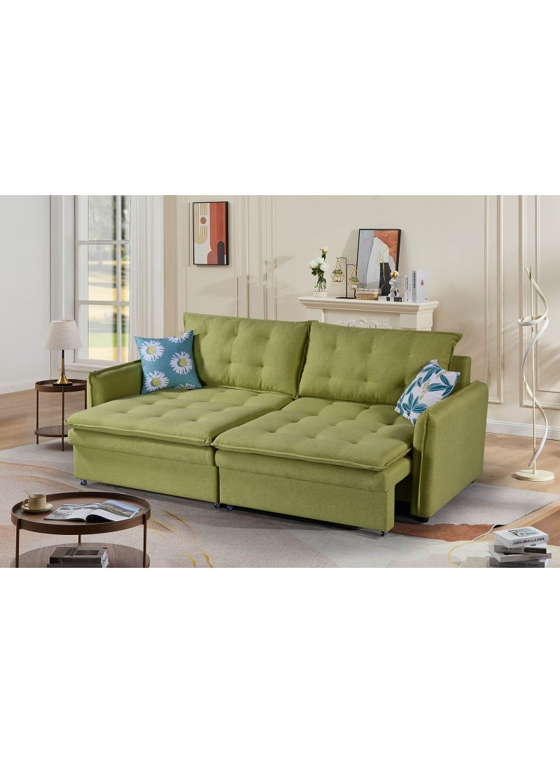MAF furniture MAF Sofa Cum Bed With Cushions Storage Space Convertible Living Room Furniture MAF-S508 Green - Image 2