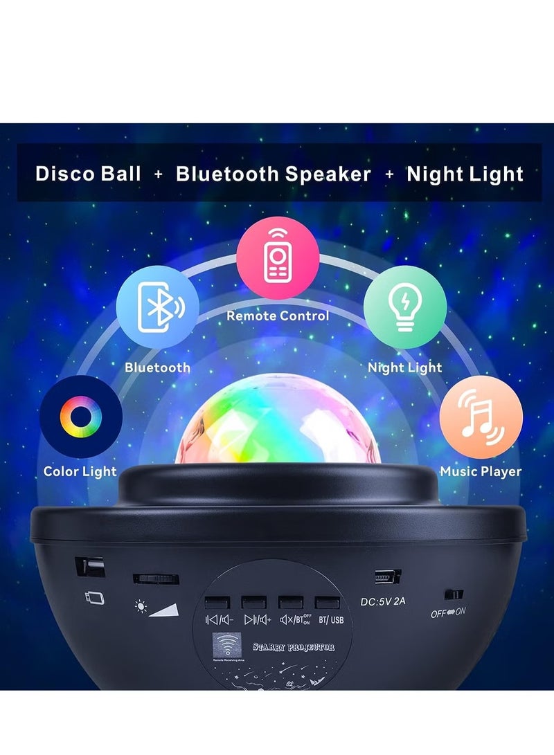 LED Star Light Projector,Baytion Starry Night Lights & Rotating Ocean Wave Music Projection Lamp with Remote Control Bluetooth Speaker for Kids Room Bedroom,Living Room Decoration