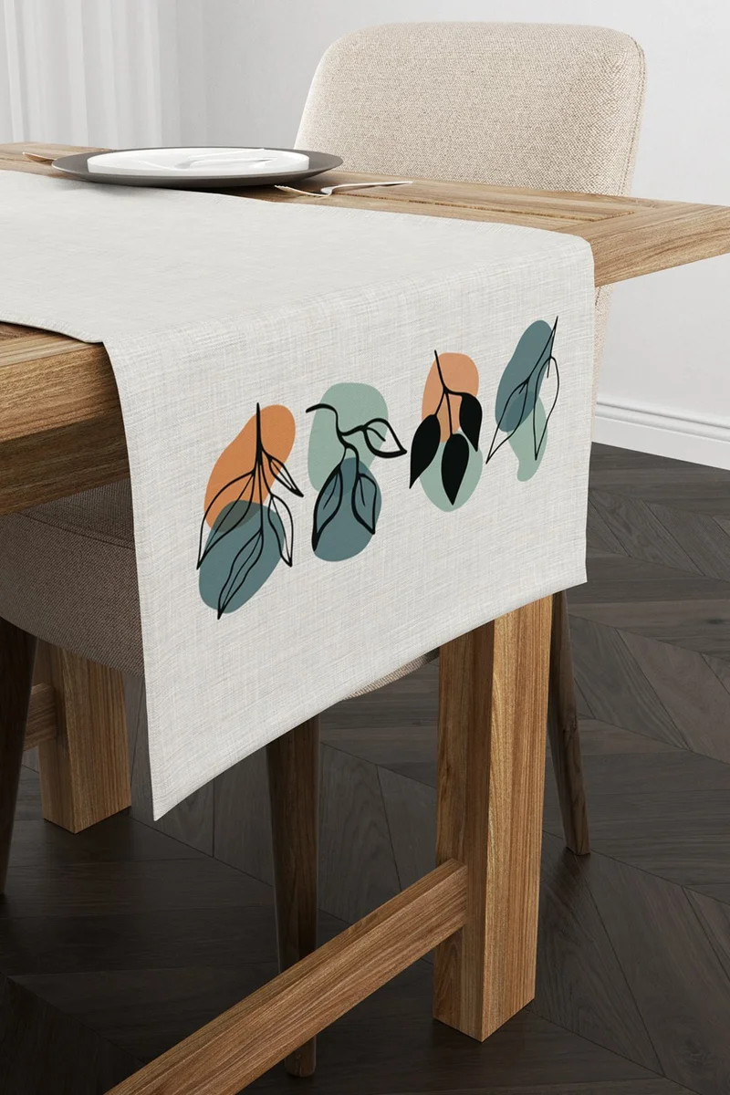 كانغو هوم Green Orange Bohemian Style Leaf Patterned Digital Printed Runner 4KMBS110-RN