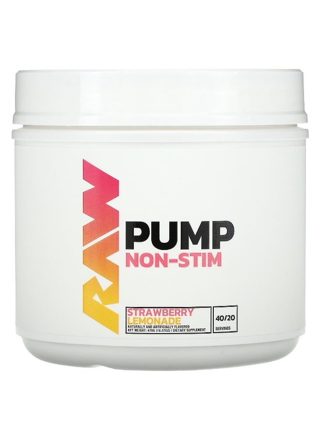 Raw Nutrition Raw Nutrition, Pump, Non-Stim, Strawberry Lemonade, 16.57 oz (470 g)  - Image 1