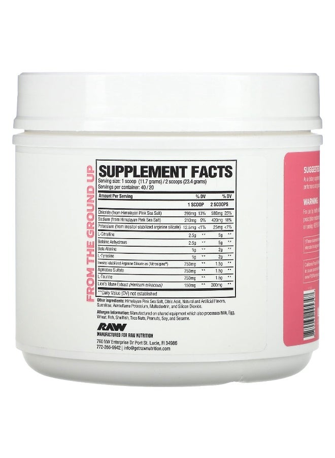 Raw Nutrition Raw Nutrition, Pump, Non-Stim, Strawberry Lemonade, 16.57 oz (470 g)  - Image 2