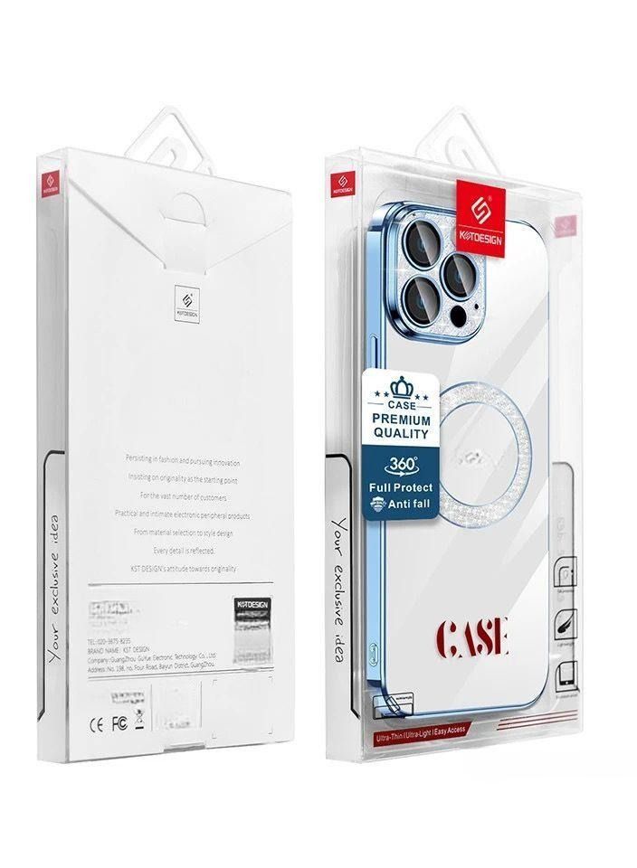 KST Design iPhone 13 Pro Max Diamonds Series Magsafe Case Wireless Charging Compatible Clear Cover with Electroplating Frame Camera Lens Protection Design  - Image 4