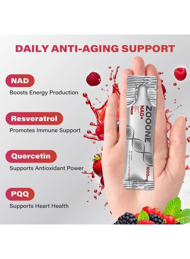 zooone مكمل NAD+ 30 قطعة، نيكوتيناميد ريبوسيد وريسفيراترول فاخرة، إصلاح الحمض النووي والشيخوخة الصحية، مكمل NAD المتقدم للرجال والنساء، يعزز الطاقة الخلوية - Image 5