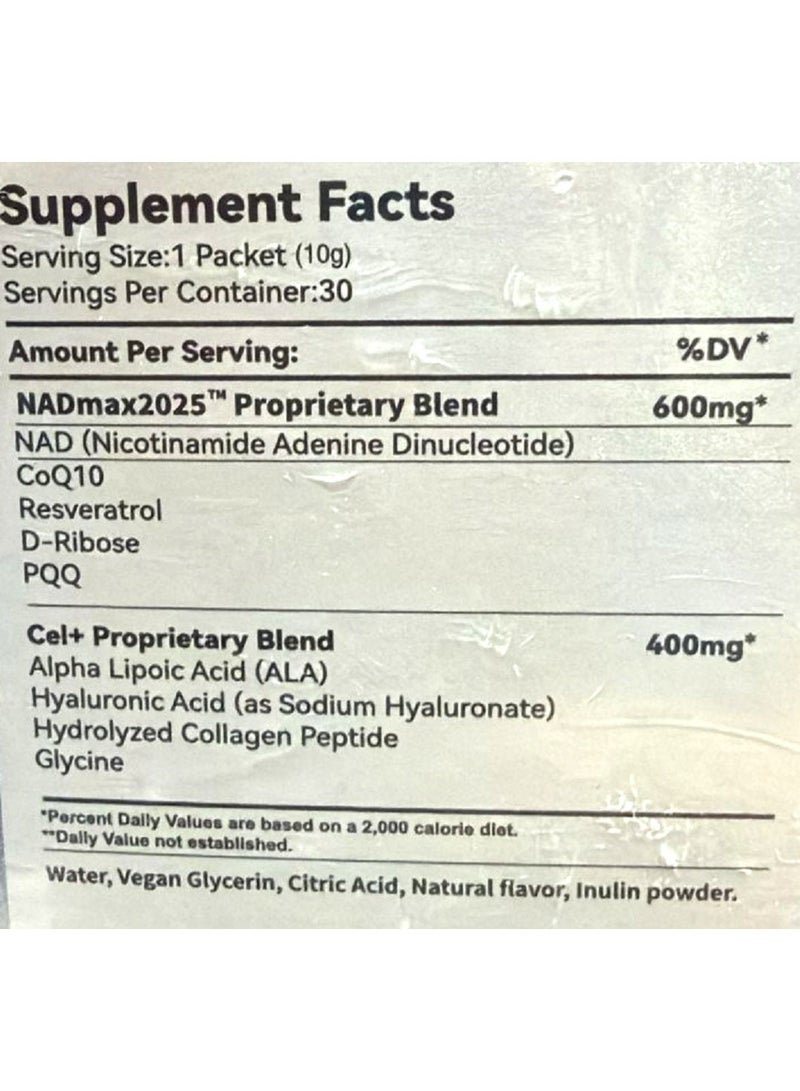 zooone مكمل NAD+ 30 قطعة، نيكوتيناميد ريبوسيد وريسفيراترول فاخرة، إصلاح الحمض النووي والشيخوخة الصحية، مكمل NAD المتقدم للرجال والنساء، يعزز الطاقة الخلوية - Image 2