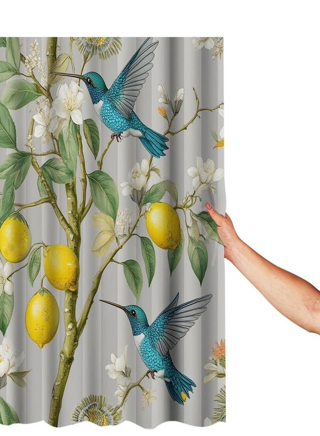 Moslion Shower Curtain Bird Hummingbird Lemon Summer Fresh Fruits Floral Tree Branches Berries Nature Funny Shower Curtain for Bathroom Decoration Polyester 72Wx72H Inch - Image 5