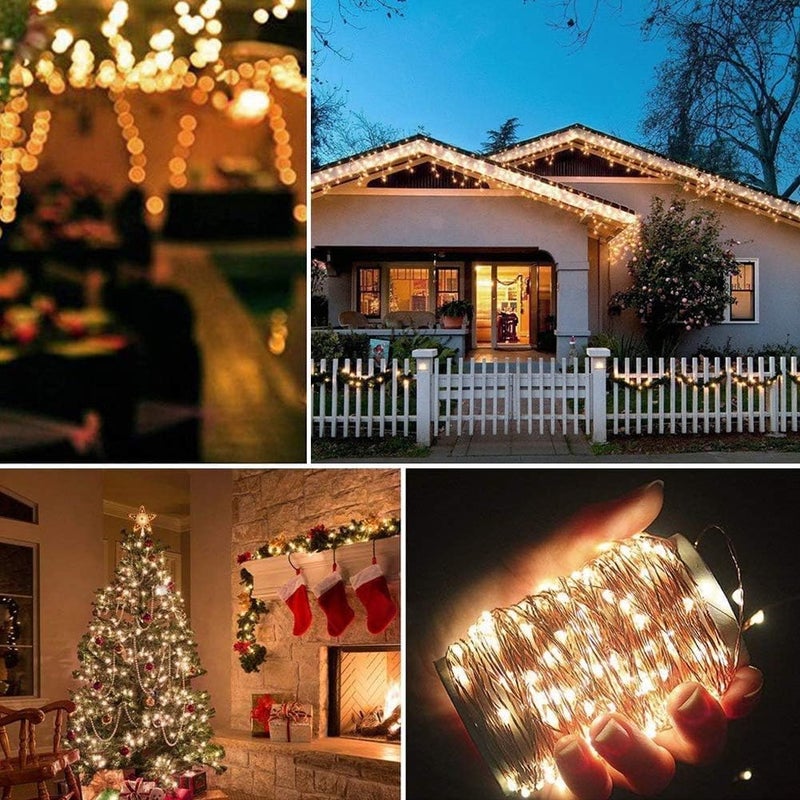 Twinkle Star 300LED 99FT Copper Wire String Lights Battery Operated 8 Modes Fairy Lights with Remote Waterproof Fairy String Lights for Outdoor Christmas Lights Wedding Party Decoration Warm White - Image 4