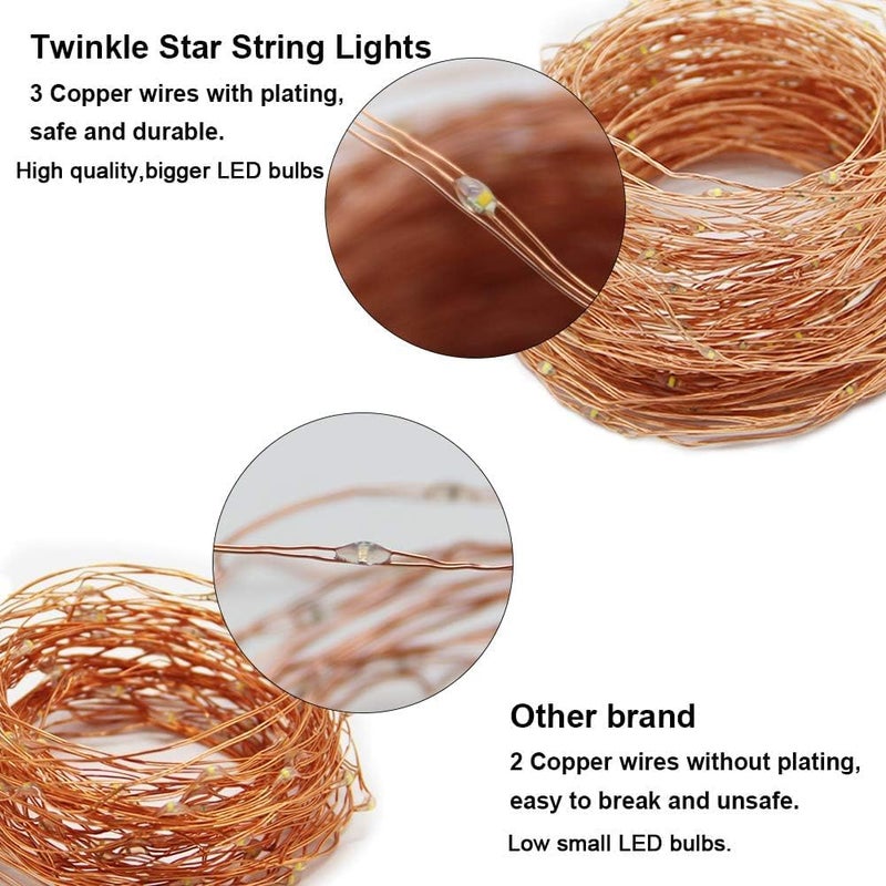 Twinkle Star 300LED 99FT Copper Wire String Lights Battery Operated 8 Modes Fairy Lights with Remote Waterproof Fairy String Lights for Outdoor Christmas Lights Wedding Party Decoration Warm White - Image 5