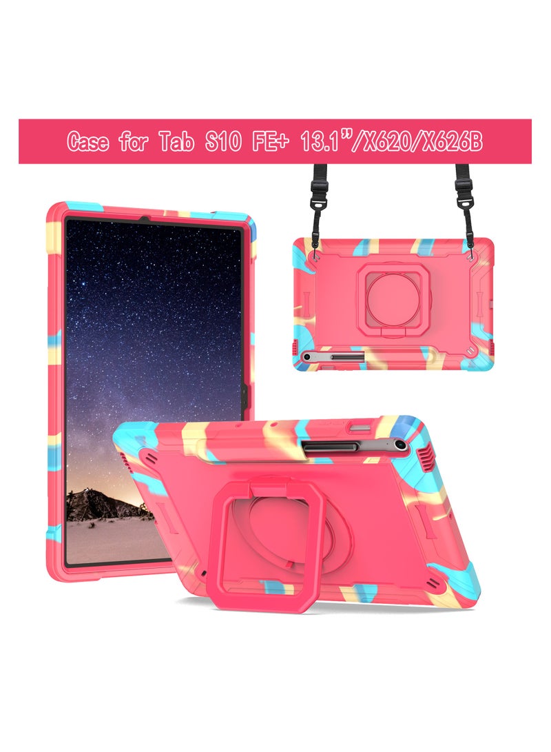 general Galaxy Tab S10 FE Plus 13.1-inch 2025 Case, Rugged and Shockproof Samsung Tab S10FE+ Case with 360° Rotating Stand/S-Pen Holder/Hand Strap/Shoulder Strap