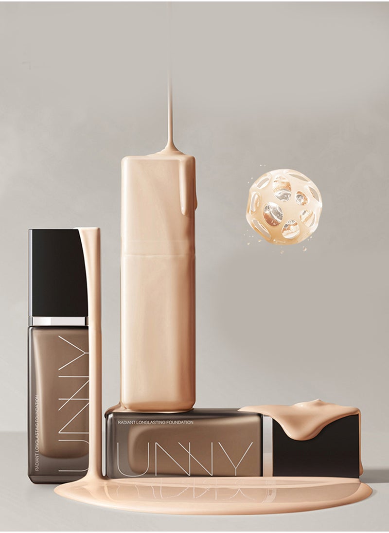 Unny Club - UNNY CLUB Radiant Longlasting Foundation Waterproof Smudge Proof Lightweight Breathable Oil Contril Moisturizing Base Makeup to Brighten Skin Tone and Create a Natural Look for Oily Skin 30g - Image 1