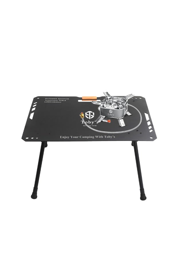 Toby's Tobyâ€™S 15800W Alloy Portable Picnic Camping Stove With Windproof Design & Piezo Ignition + Lightweight Black Aluminum Folding Table For Outdoor Adventures, Picnics, Hiking, And Travel - Image 1