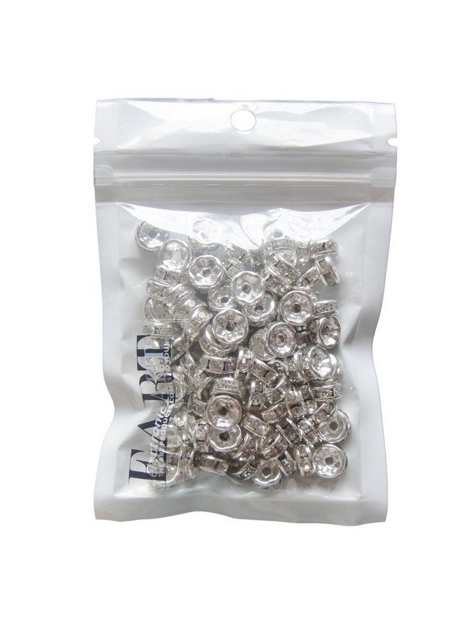 روبيكا 100 قطعة 6 مللي متر A +++ فاصل Rondelle مستدير خرز تميمة لون فضي أبيض كريستال تشيكي شفاف - Image 3