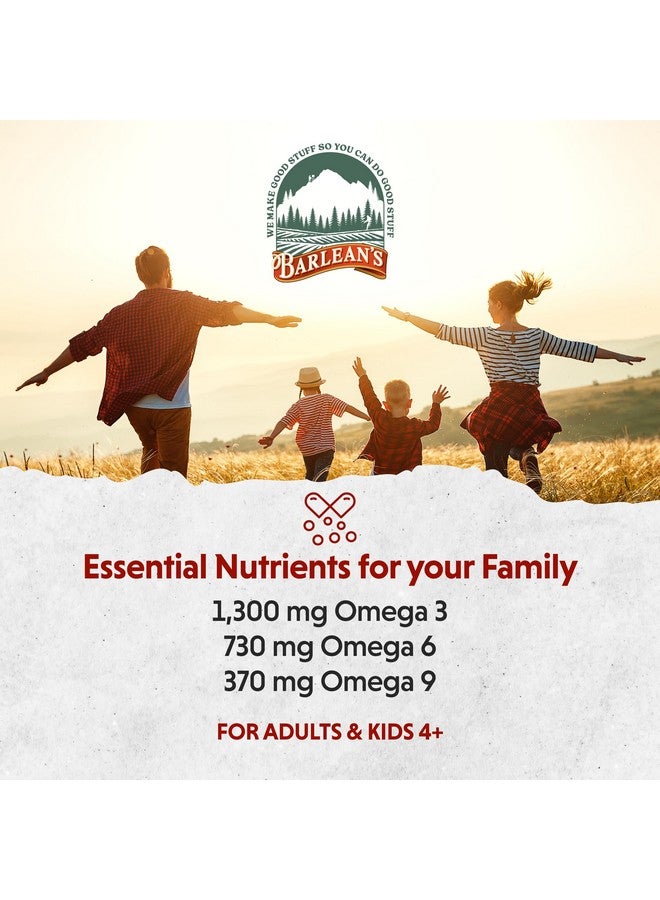 Barlean's Total Omega 3 Fish Oil Liquid Supplement, Orange Crème Flavored with Borage Oil and Flaxseed Oil, 2,400 mg of Omegas 3 6 9 EPA and DHA Plus GLA, 16 oz