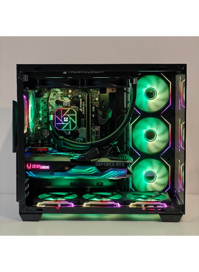 ثيرمالرايت جهاز كمبيوتر للألعاب، معالج Intel Core i7-14700F، بطاقة رسومات RTX 3080 بسعة 10 جيجابايت، ذاكرة وصول عشوائي DDR4 بسعة 32 جيجابايت، قرص SSD من نوع NVMe M.2 بسعة 1 تيرابايت، مبرد سائل للمعالج بإضاءة RGB مقاس 240 مم، مزود طاقة بقدرة 850 واط، صندوق كمبيوتر ATX أسود بسبعة مراوح بإضاءة ARGB، نظام تشغيل Windows 11 Pro أسود - Image 3