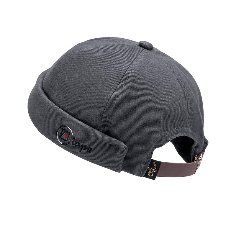 Croogo Docker Brimless Hat Visor-Less Cotton Retro Skull Cap Leon Watch Cap Stylish Sailor Leon Hat,Gray-OG01 - Image 1