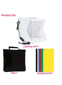 Padom Ring Light Photo Studio Box, Folding Portable Photography Shooting Light Tent Kit with 3 Lighting Models White/Warm/Soft Lighting +white and black background size 40 * 40 * 40 CM
