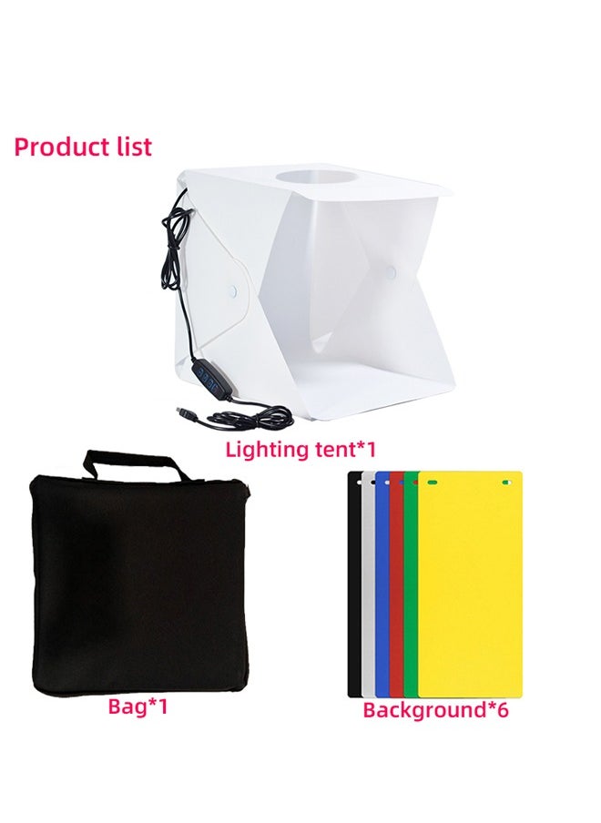 PADOM - Padom Ring Light Photo Studio Box, Folding Portable Photography Shooting Light Tent Kit with 3 Lighting Models White/Warm/Soft Lighting +white and black background size 40 * 40 * 40 CM - Image 1