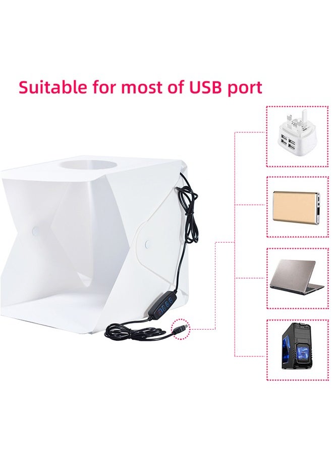 PADOM - Padom Ring Light Photo Studio Box, Folding Portable Photography Shooting Light Tent Kit with 3 Lighting Models White/Warm/Soft Lighting +white and black background size 40 * 40 * 40 CM - Image 1