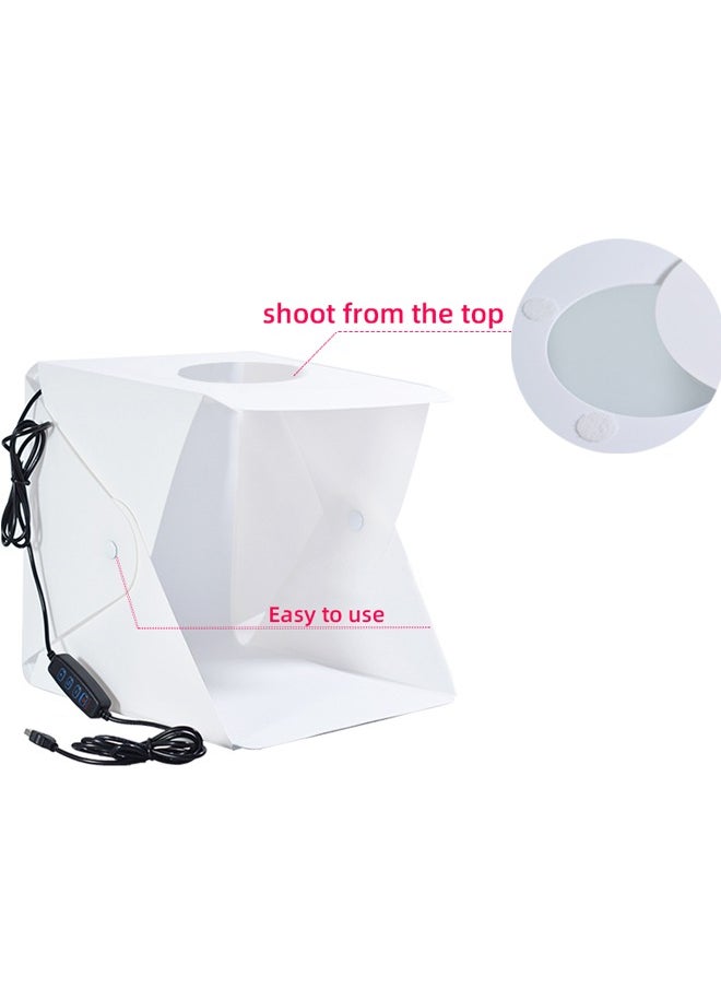 PADOM - Padom Ring Light Photo Studio Box, Folding Portable Photography Shooting Light Tent Kit with 3 Lighting Models White/Warm/Soft Lighting +white and black background size 40 * 40 * 40 CM - Image 1