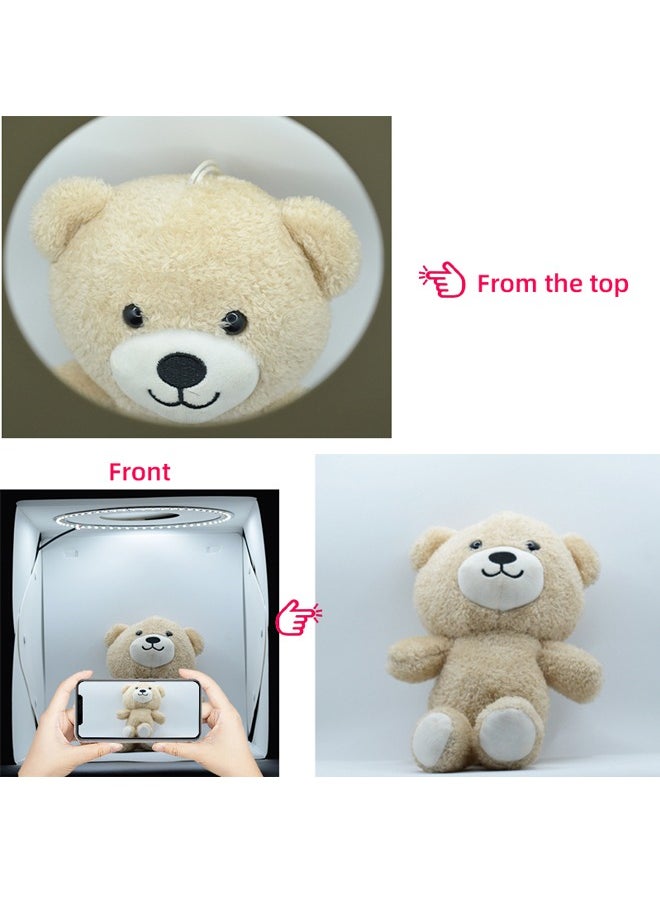 PADOM - Padom Ring Light Photo Studio Box, Folding Portable Photography Shooting Light Tent Kit with 3 Lighting Models White/Warm/Soft Lighting +white and black background size 40 * 40 * 40 CM - Image 1