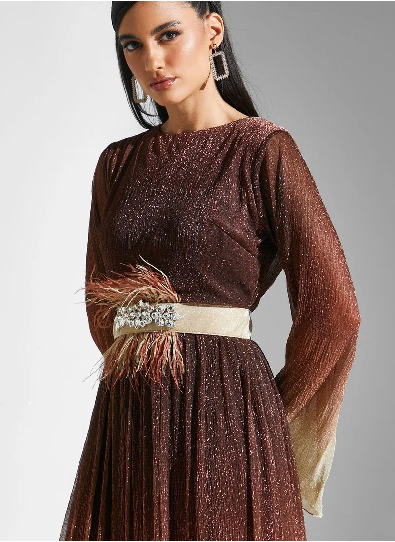 جولدن ابل Belted Knitted Dress