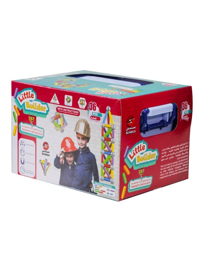 SUNDUS Little Builder Magnetic Building Tiles Set – 36 Pieces Educational Construction Toy for Kids, 2D & 3D Creative STEM Learning Blocks - Image 3