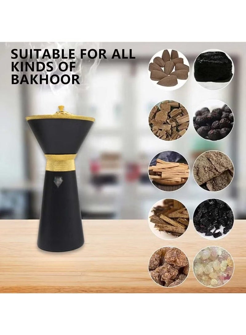 Unique Design Portable Electric Incense Burner - USB Rechargeable Arabic Oud Censer, Smart Hair and Clothing Bukhoor Diffuser for Car, Home, and Office - Matte Black - Image 2