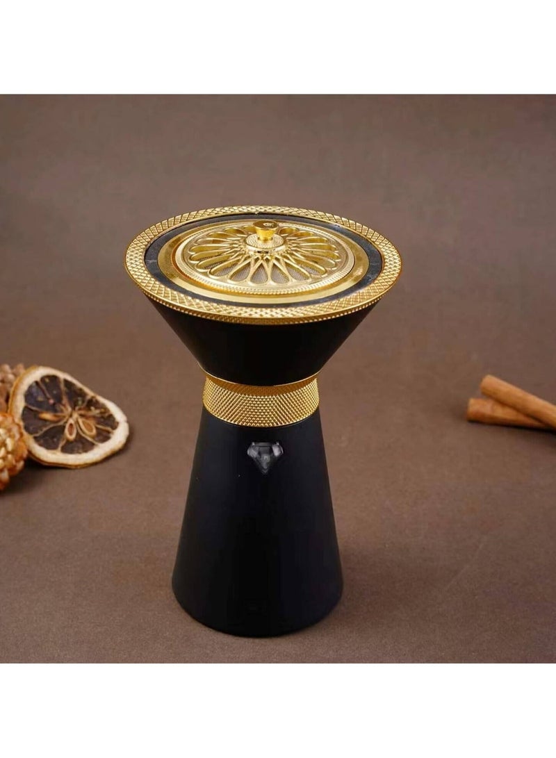 Unique Design Portable Electric Incense Burner - USB Rechargeable Arabic Oud Censer, Smart Hair and Clothing Bukhoor Diffuser for Car, Home, and Office - Matte Black - Image 1
